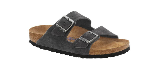 Birkenstock Arizona Velvet Grey Suede Soft Footbed Sandals