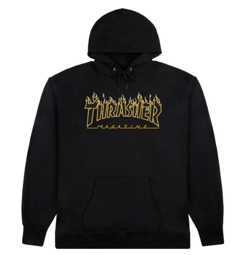 Thrasher Flame Logo Hood Black/Yellow