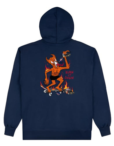 Thrasher Burn it down Neckface Hood Navy