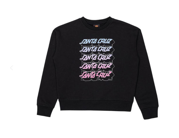 Santa Cruz Youth Grid Stacked Strip Crew Neck Black