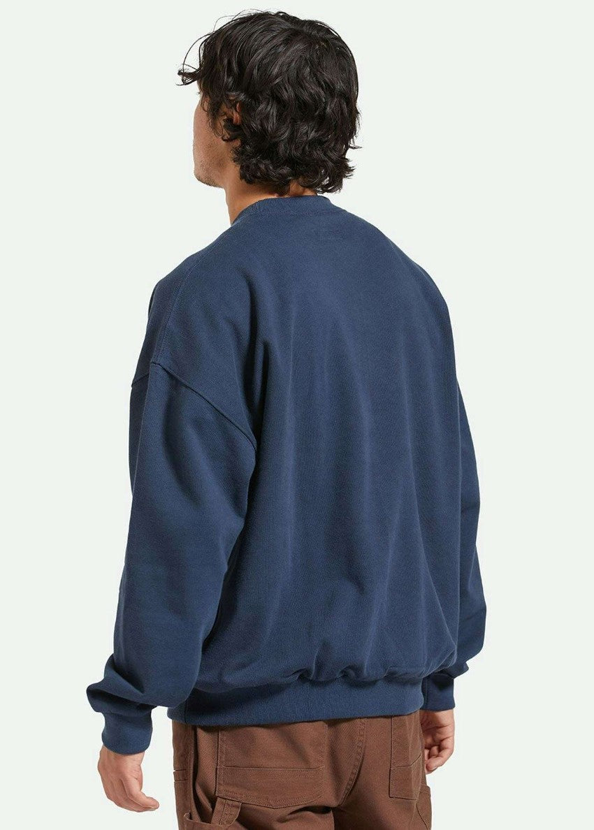 Brixton Embroidered Heavy Weight Crew Washed Navy