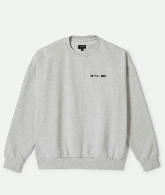 Brixton Embroidered Heavy Weight Crew Heather Grey Ash