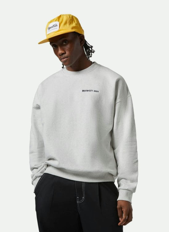 Brixton Embroidered Heavy Weight Crew Heather Grey Ash
