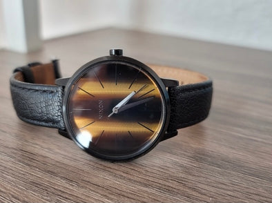 Nixon Kensington Leather Tigers Eye Watch