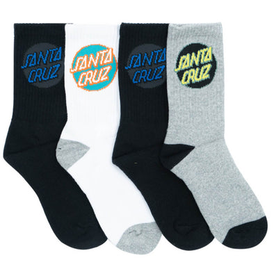 Santa Cruz Youth Other Dot 4 Pack Socks Black/White/Grey