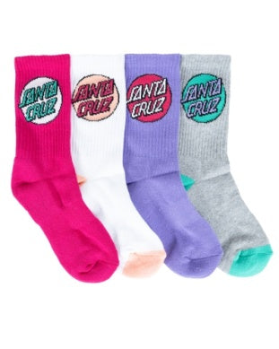 Santa Cruz Other Dot Crew 4pack Sock Youth Pink Marle Lilac