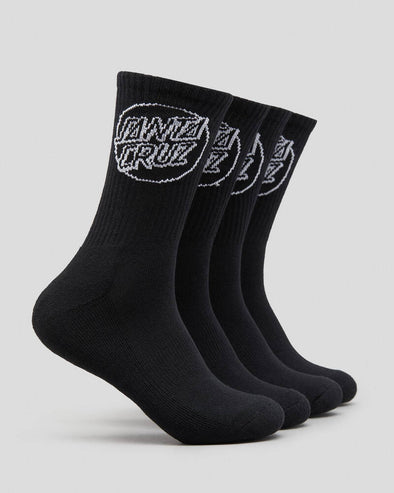 Santa Cruz Mens Opus Dot 4 Pack Socks Black/White