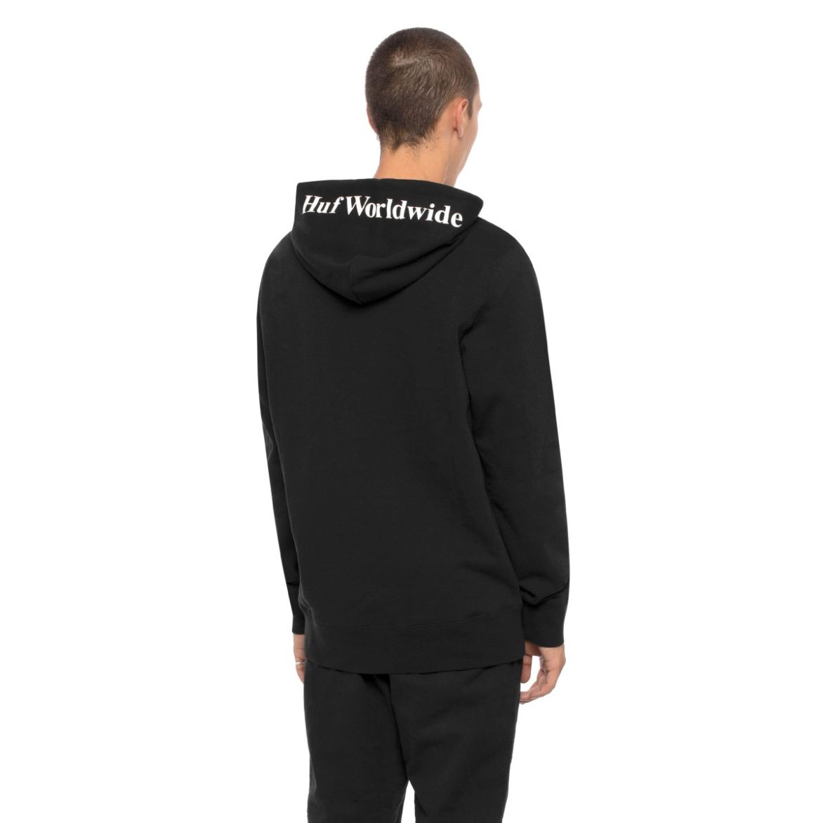 HUF Essentials Box Logo Pullover Hoody Black Whiteroom Snow