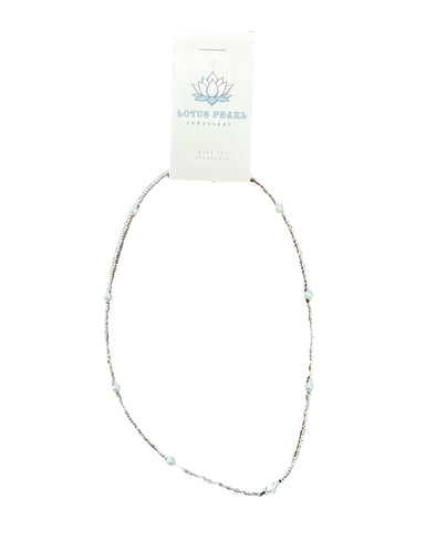 Lotus Pearl White and Beige Necklace