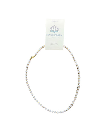 Lotus Pearl White Beaded Pearl Necklace