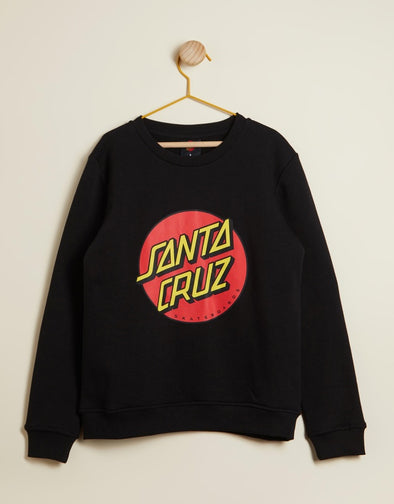 Santa Cruz Youth Classic Dot Front Crew Neck Sweater Black