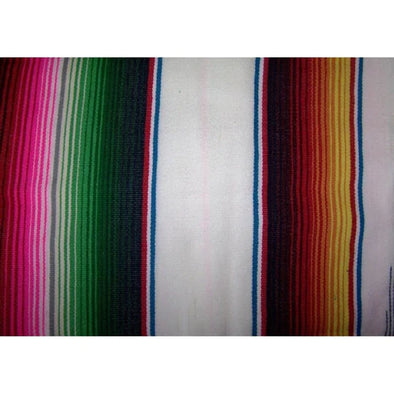 Mexican Traditional Serape Blanket Rug WHITE ASSORTED